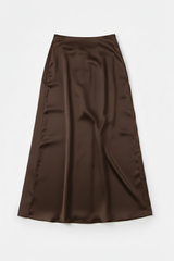 chocolate brown silk skirt