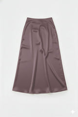plum wine silk skirt