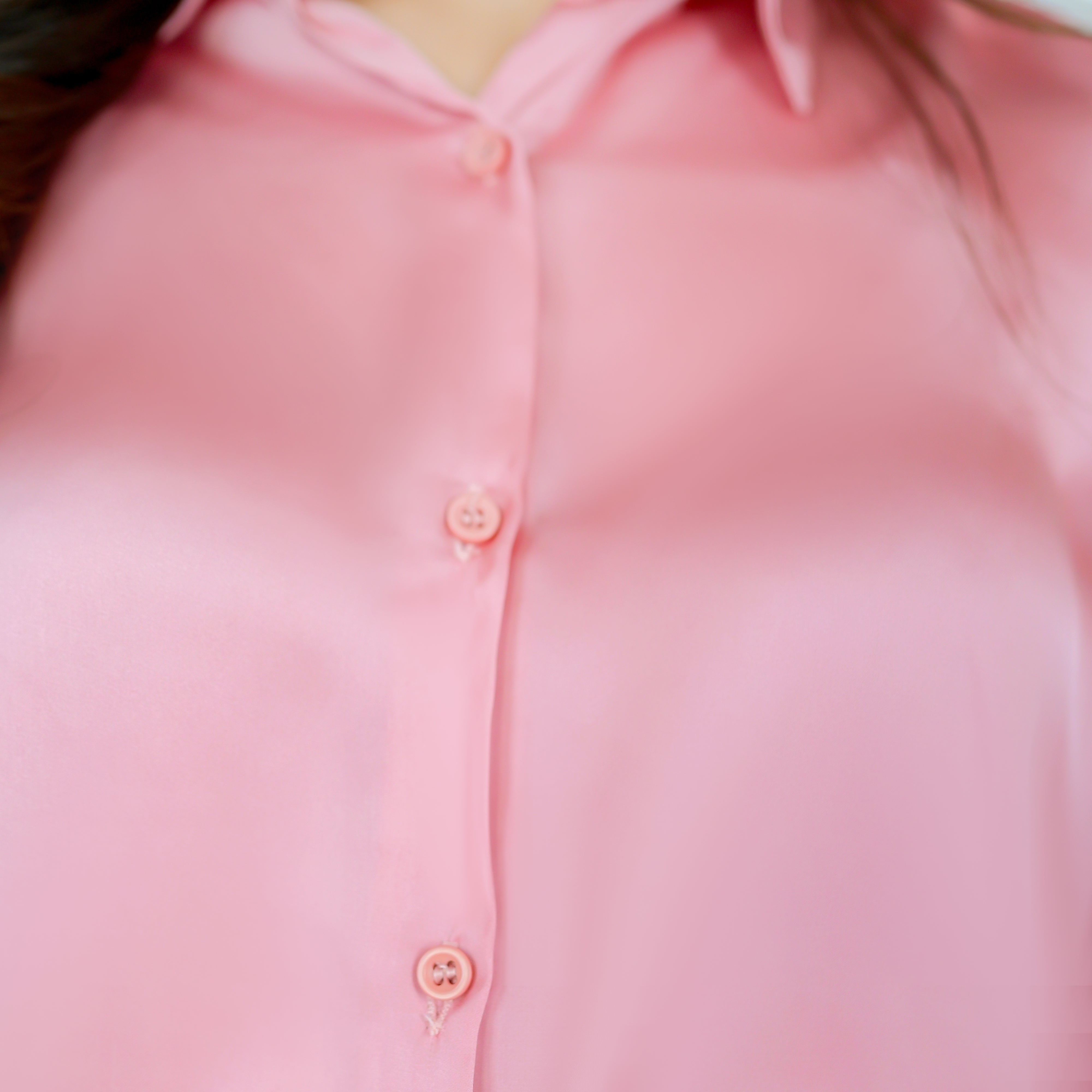 Pink Rose Silk Button-Down Top