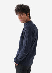 navy pinstripe shirt