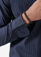 navy pinstripe shirt