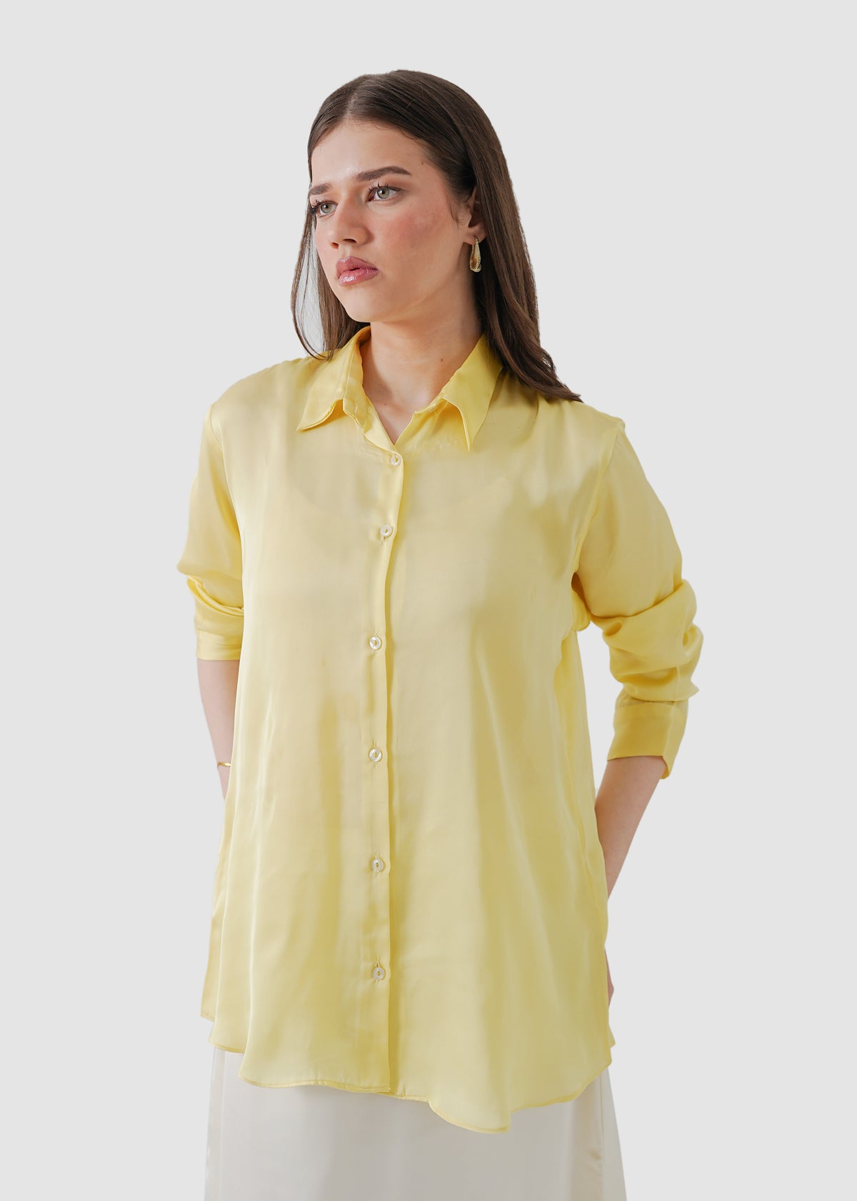 Yellow iris silk shirt