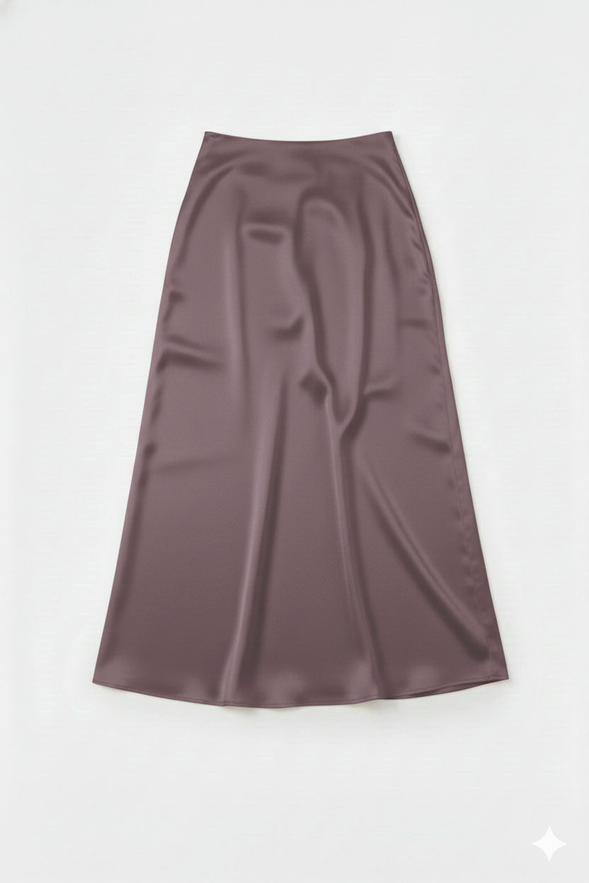 plum wine silk skirt